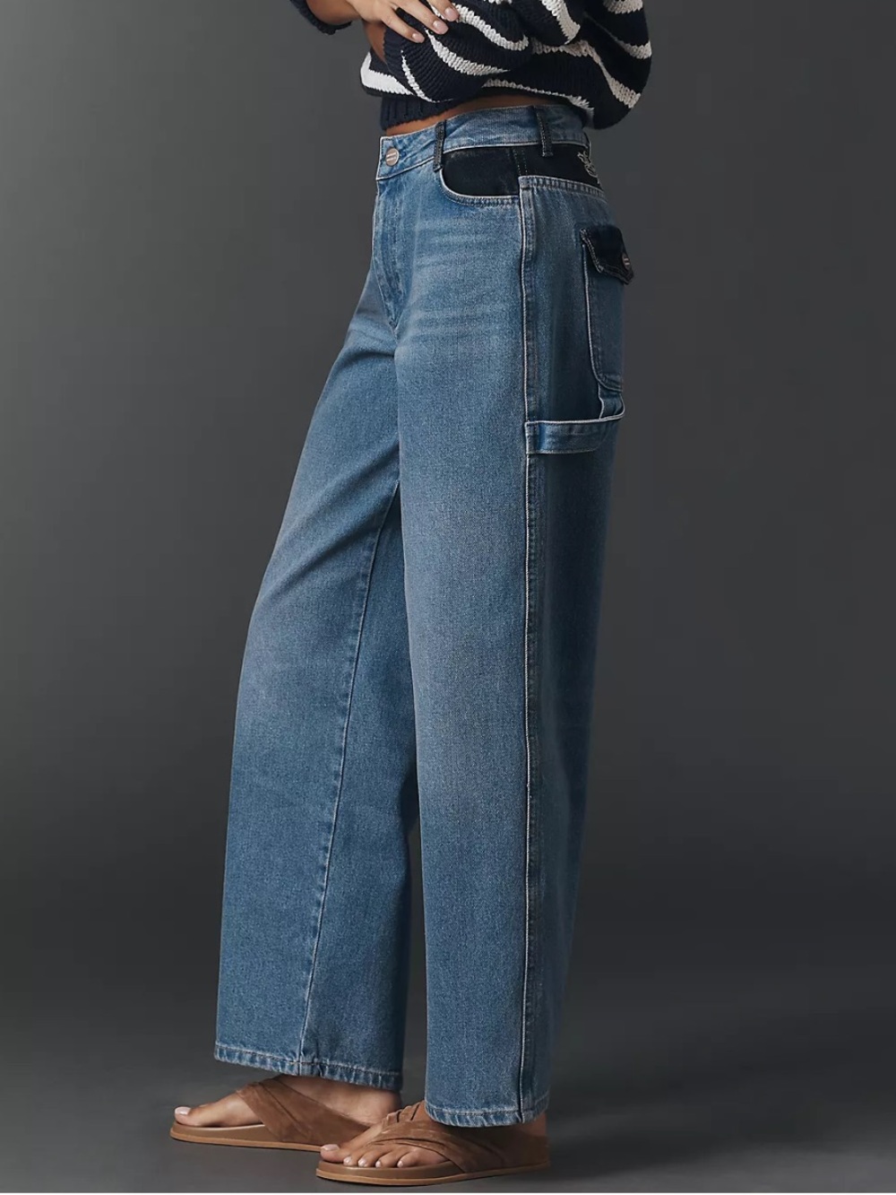 Damson Madder Drew Wide-Leg Jeans Carpenter 90s Bandana Y2K Sz US 10 UK 14